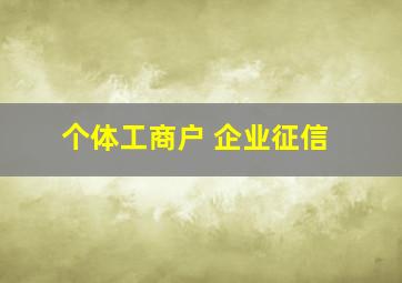 个体工商户 企业征信